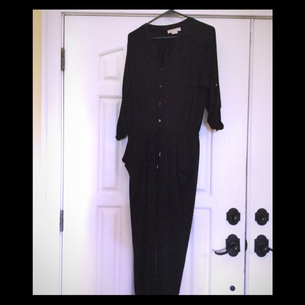 Michael Kors black jumpsuit with gold buttons